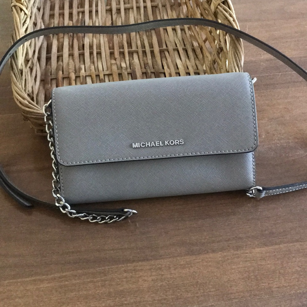 Gray Michael Kors Crossbody Wallet